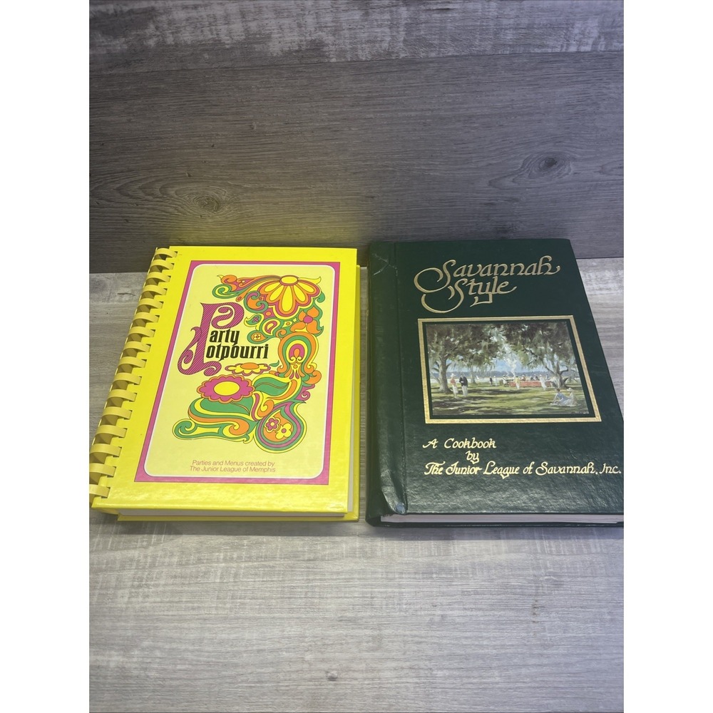 Party Potpourri & Savannah Style Junior League Cookbook Vintage 80s lot of 2